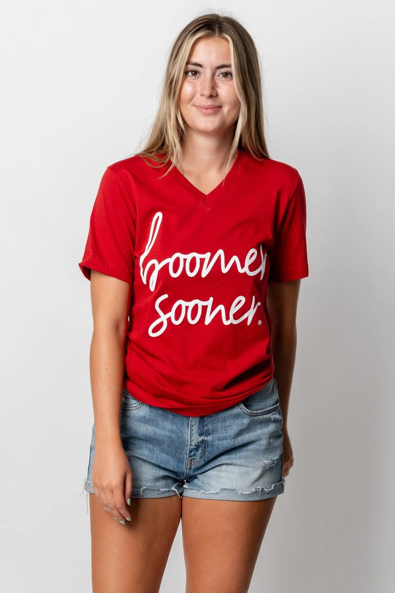 OU Boomer Sooner Barcelony v-neck t-shirt cardinal