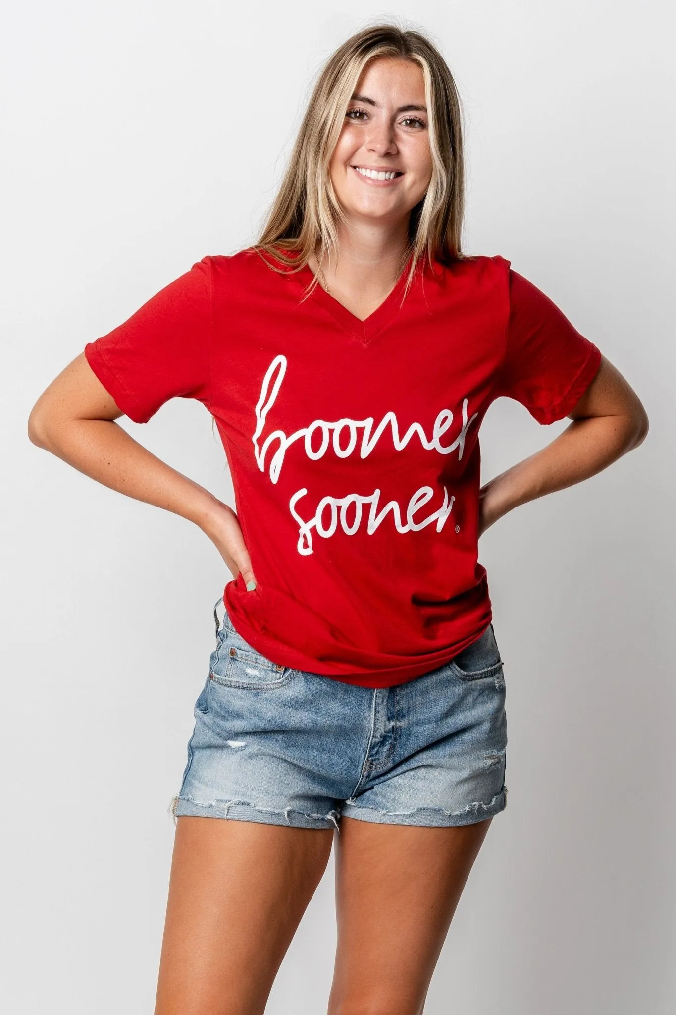 OU Boomer Sooner Barcelony v-neck t-shirt cardinal