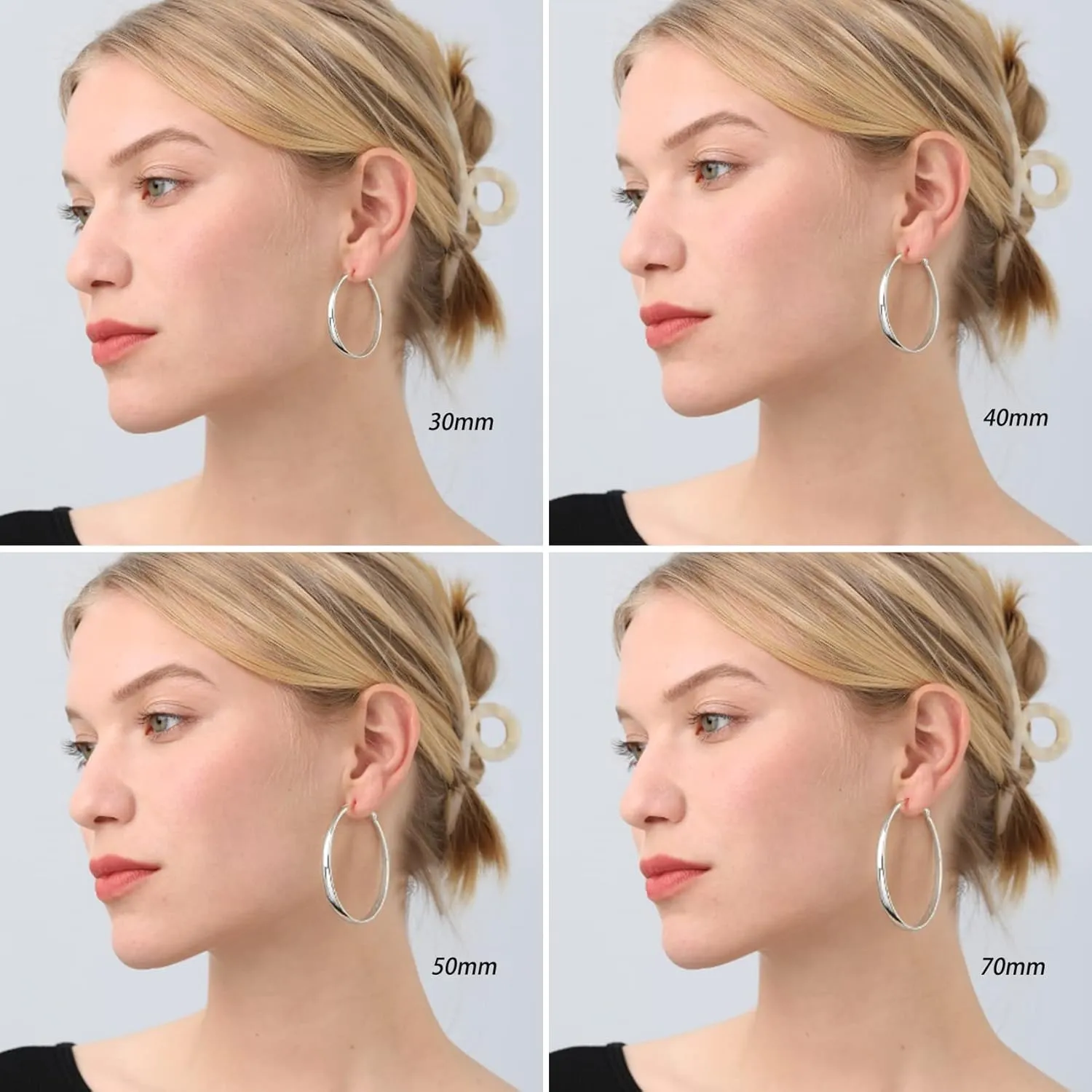 PABBEU Sterling Silver Hoop Earrings for Women - Large Hypoallergenic Thin Oversize Big Hoops - S925 Hypoallergenic