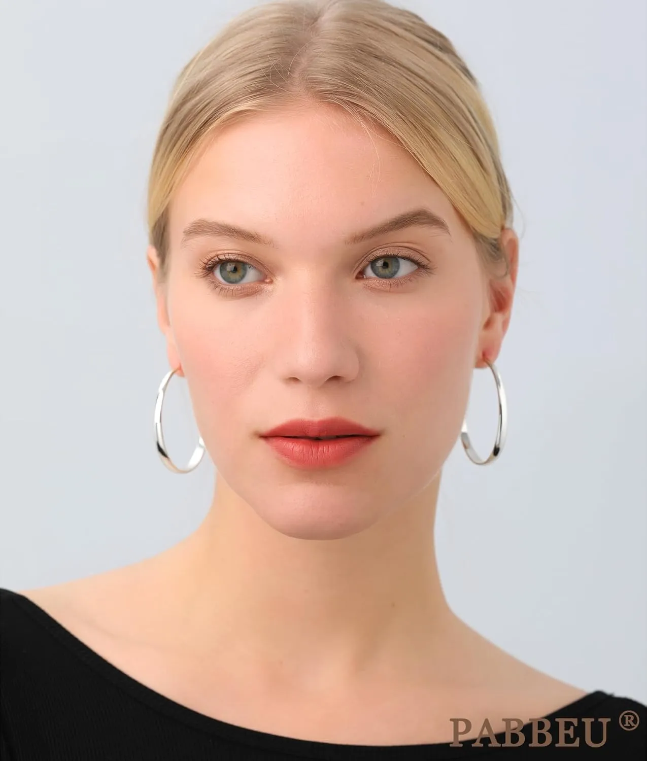 PABBEU Sterling Silver Hoop Earrings for Women - Large Hypoallergenic Thin Oversize Big Hoops - S925 Hypoallergenic