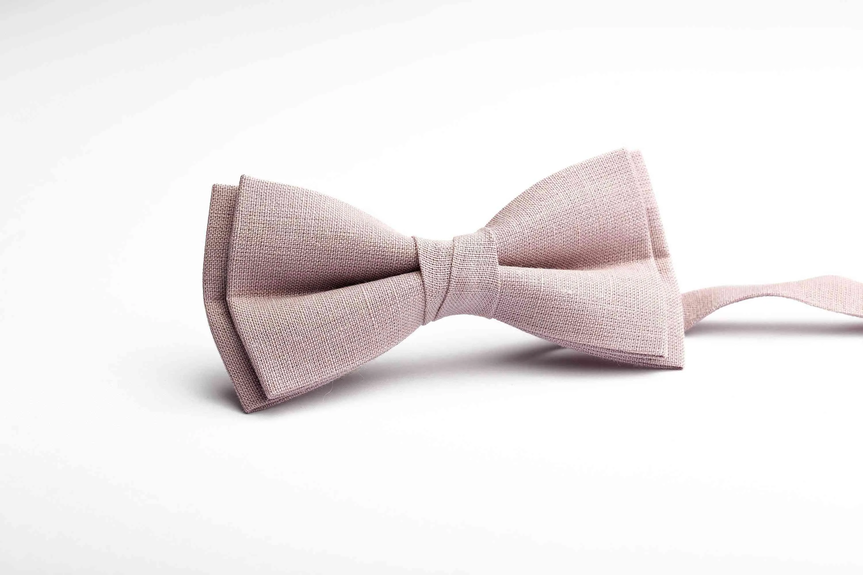 Pale Mauve Linen Bow Tie | Adjustable Wedding Accessory for All Ages