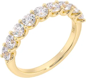 PEORA 14K White Gold 1 Carat Lab Grown Diamond 9-Stone Half Eternity Band for Women, Wedding Anniversary Stackable Ring, F-G Color, VS Clarity, Sizes 4 to 10