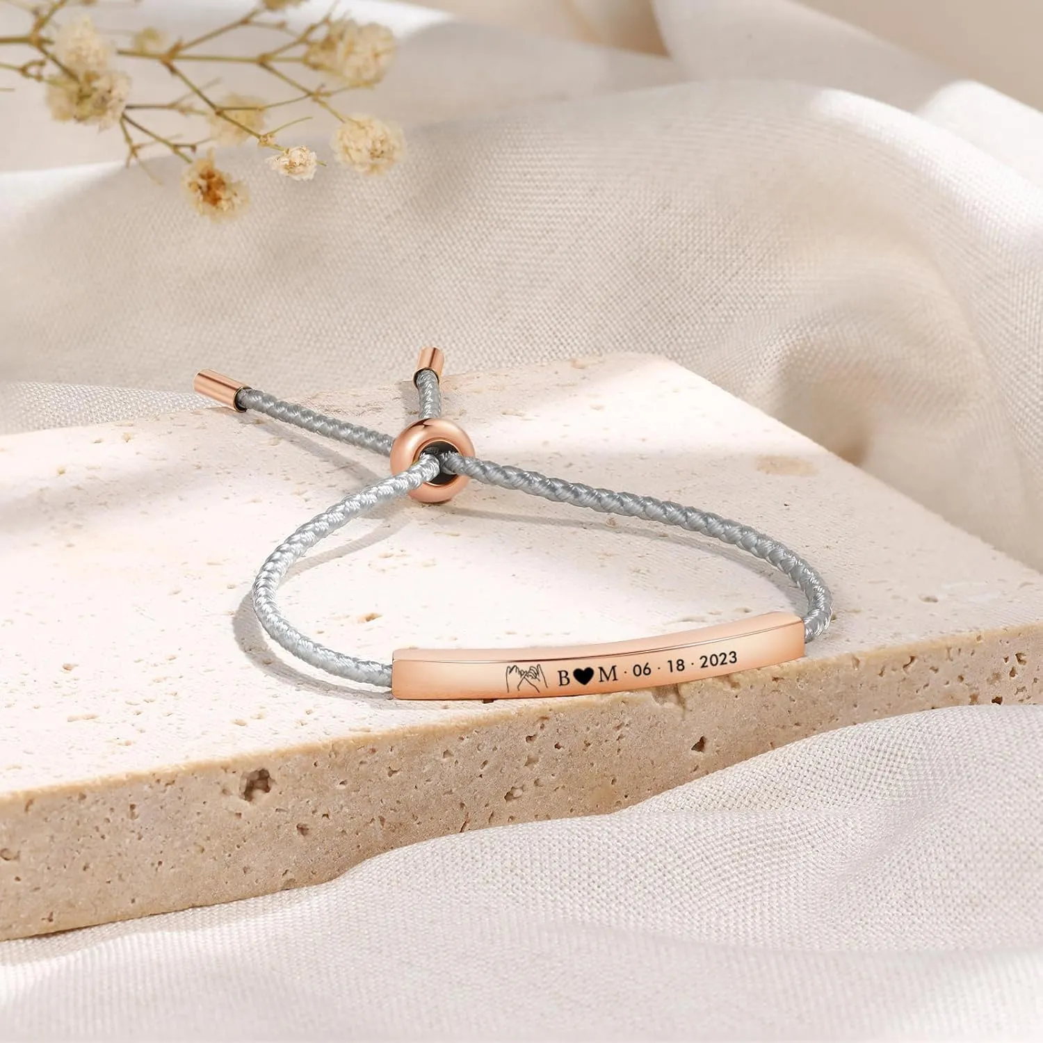 Personalized Bracelets for Men Women Friendship Bracelets Matching Bracelet Stainless Steel Engraved Bracelet for Him Her Valentines Day Gift