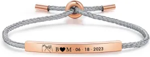 Personalized Bracelets for Men Women Friendship Bracelets Matching Bracelet Stainless Steel Engraved Bracelet for Him Her Valentines Day Gift