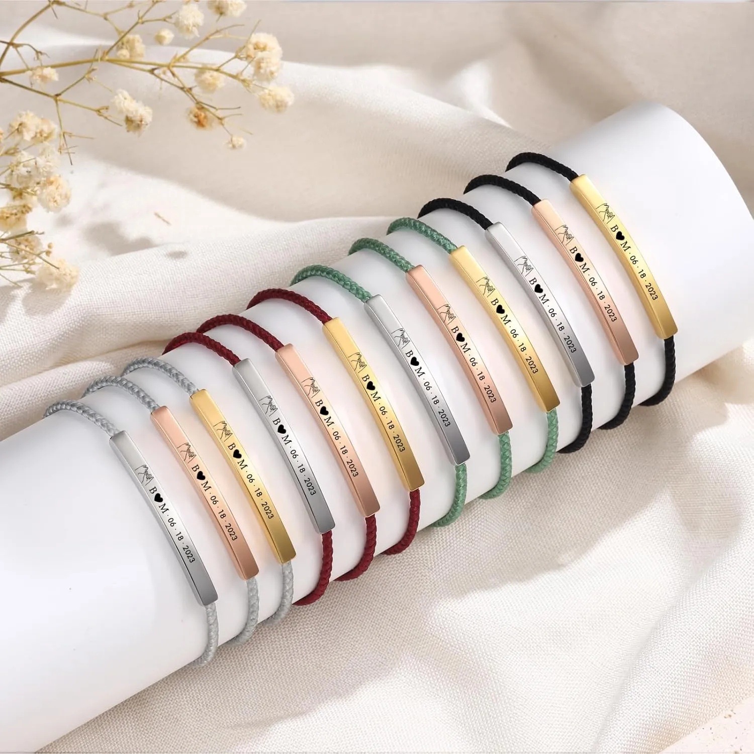 Personalized Bracelets for Men Women Friendship Bracelets Matching Bracelet Stainless Steel Engraved Bracelet for Him Her Valentines Day Gift