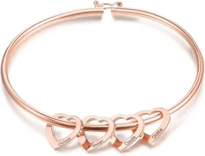 Personalized Mothers Day Gifts for Mom Grandma Custom Heart Charm Bracelets for Women Engraved Mom Bracelet with Kids Name Handmade Name Bracelet Personalized Jewelry for Mom Birthday Gifts