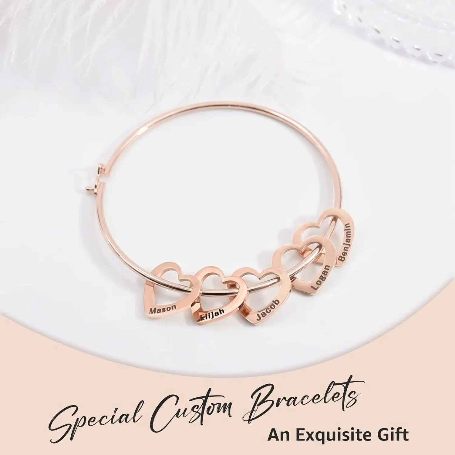 Personalized Mothers Day Gifts for Mom Grandma Custom Heart Charm Bracelets for Women Engraved Mom Bracelet with Kids Name Handmade Name Bracelet Personalized Jewelry for Mom Birthday Gifts