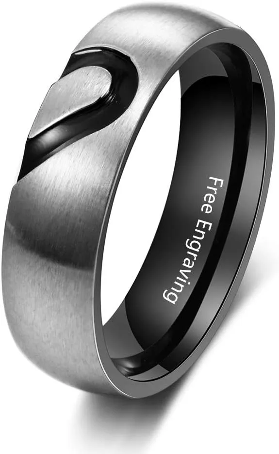Personalized Promise Rings Set Engagement Bands Rings for Him and Her Custom Couples Rings Set for Her Mens Womens Name Rings Set for Mother Day Gift (Men style 3)