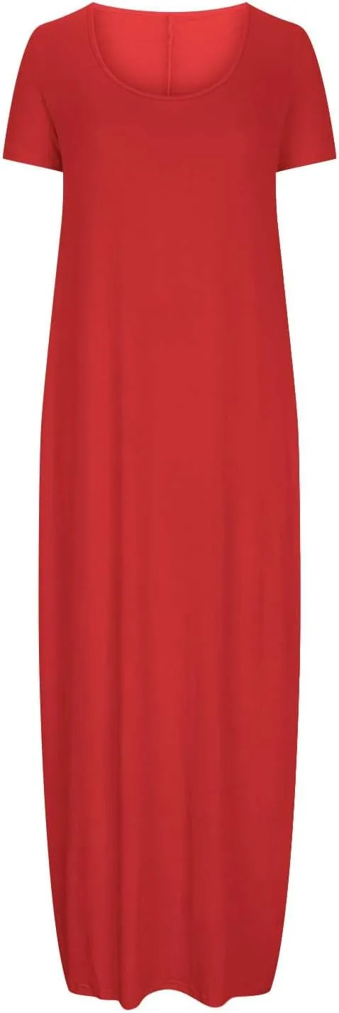 Plus Size Dresses for Curvy Women Loose Fit Round Neck Summer Beach Dresses Casual Flowy Maxi Tshirt Sundresses