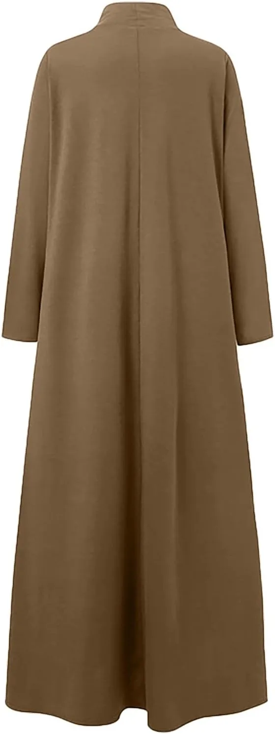 Plus Size Dresses for Women Formal Sexy Long Sleeve High Neck Ruffle Swing Maxi Dress Casual Solid Fall Winter Dress