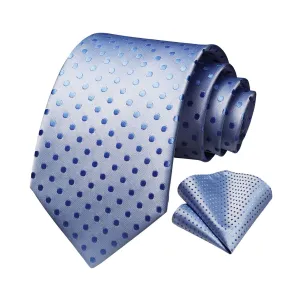 Polka Dot Tie Handkerchief Set - BABY BLUE