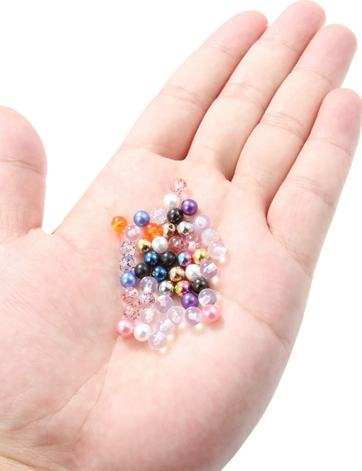 Prjndjw 48PCS 14G/16G 5mm Stainless Steel & Glitter Acrylic & Clear Acrylic & Pearl Replacement Balls Body Jewelry Piercing Barbell Parts Balls for Women Men
