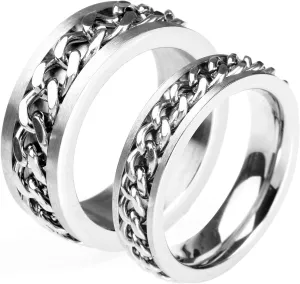 Promise Rings for Couples Silver Ring Chain, Stainless Steel Couple Rings