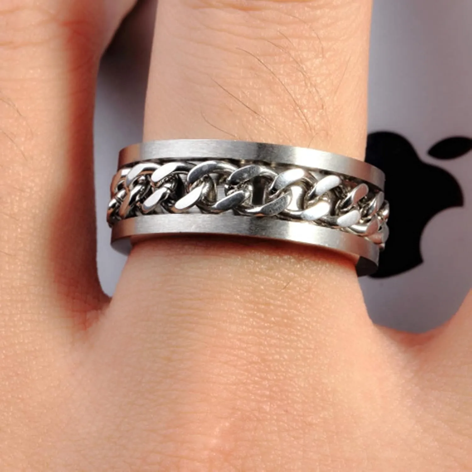 Promise Rings for Couples Silver Ring Chain, Stainless Steel Couple Rings