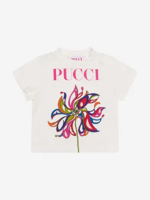 Pucci Baby Girls Flower Logo T-Shirt in Ivory