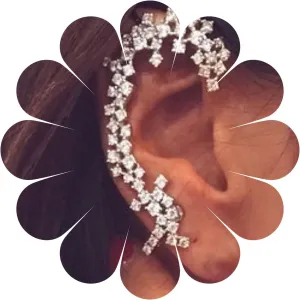 Punk Crystal Ear Climber Earrings Silver Rhinestone Ear Crawler Earrings Crystal Ear Cuff Climbing Earrings CZ Bridal Earrings Jewelry for Women