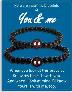 QqzsJewls You and Me Bracelets Set Superhero Matching Bracelets for Mom Dad Daughter Son Aunt Niece Nephew Birthday Christmas School Gifts