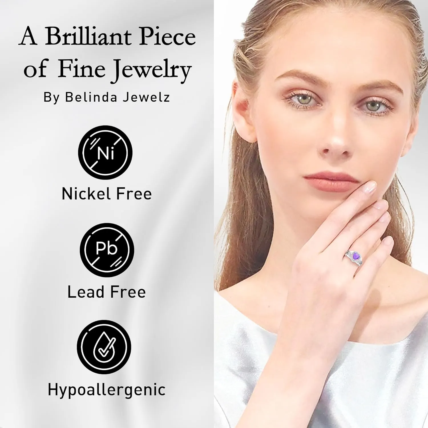 Real 925 Sterling Silver Rhodium Plated 7mm Heart Shaped Halo Birthstone 1.17 carats Solitaire Gemstone Luxury Jewelry Band Bridal Engagement Wedding Ring Gift for Women
