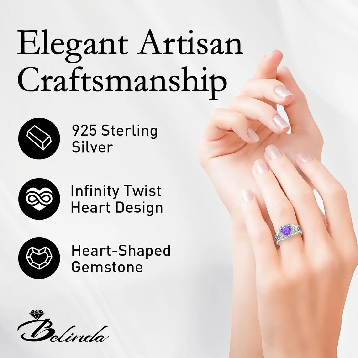 Real 925 Sterling Silver Rhodium Plated 7mm Heart Shaped Halo Birthstone 1.17 carats Solitaire Gemstone Luxury Jewelry Band Bridal Engagement Wedding Ring Gift for Women