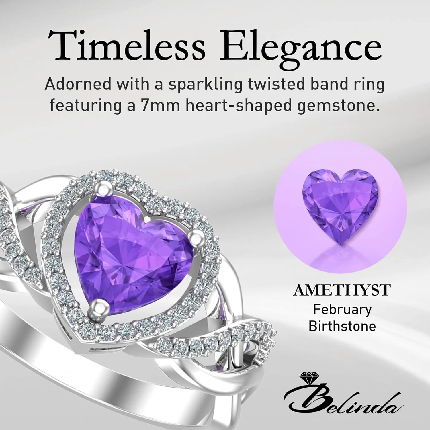 Real 925 Sterling Silver Rhodium Plated 7mm Heart Shaped Halo Birthstone 1.17 carats Solitaire Gemstone Luxury Jewelry Band Bridal Engagement Wedding Ring Gift for Women