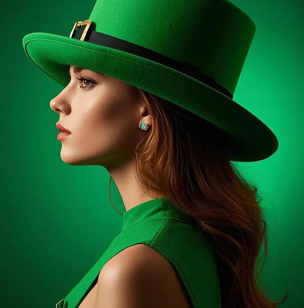 Reffeer Solid 925 Sterling Silver CZ Leaf Hoop Earrings Clover for Women Teens Shamrock Earrings Hoops Clover Leaves