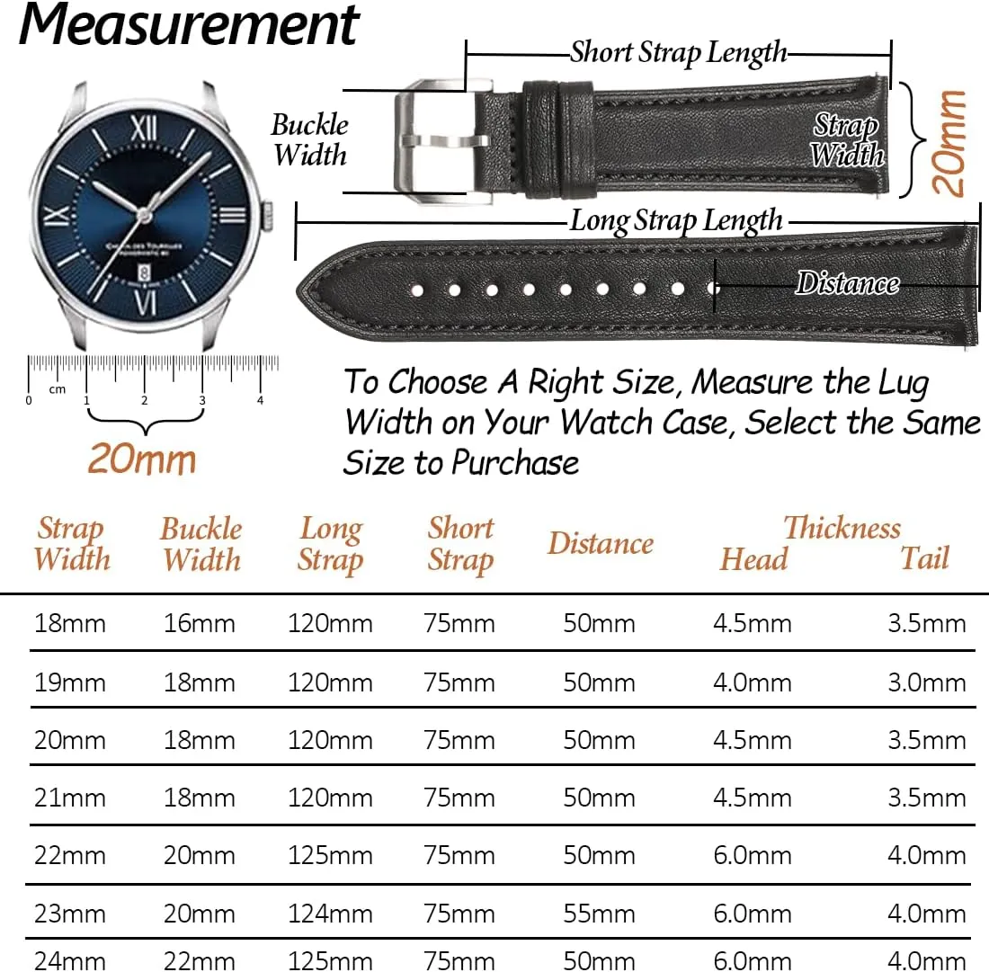 REZERO Quick Release Watch Bands, Italian Calfskin Watch Straps Replacement, Soft Leather Watch Bands for Men, Women 18mm 19mm 20mm 21mm 22mm 23mm 24mm