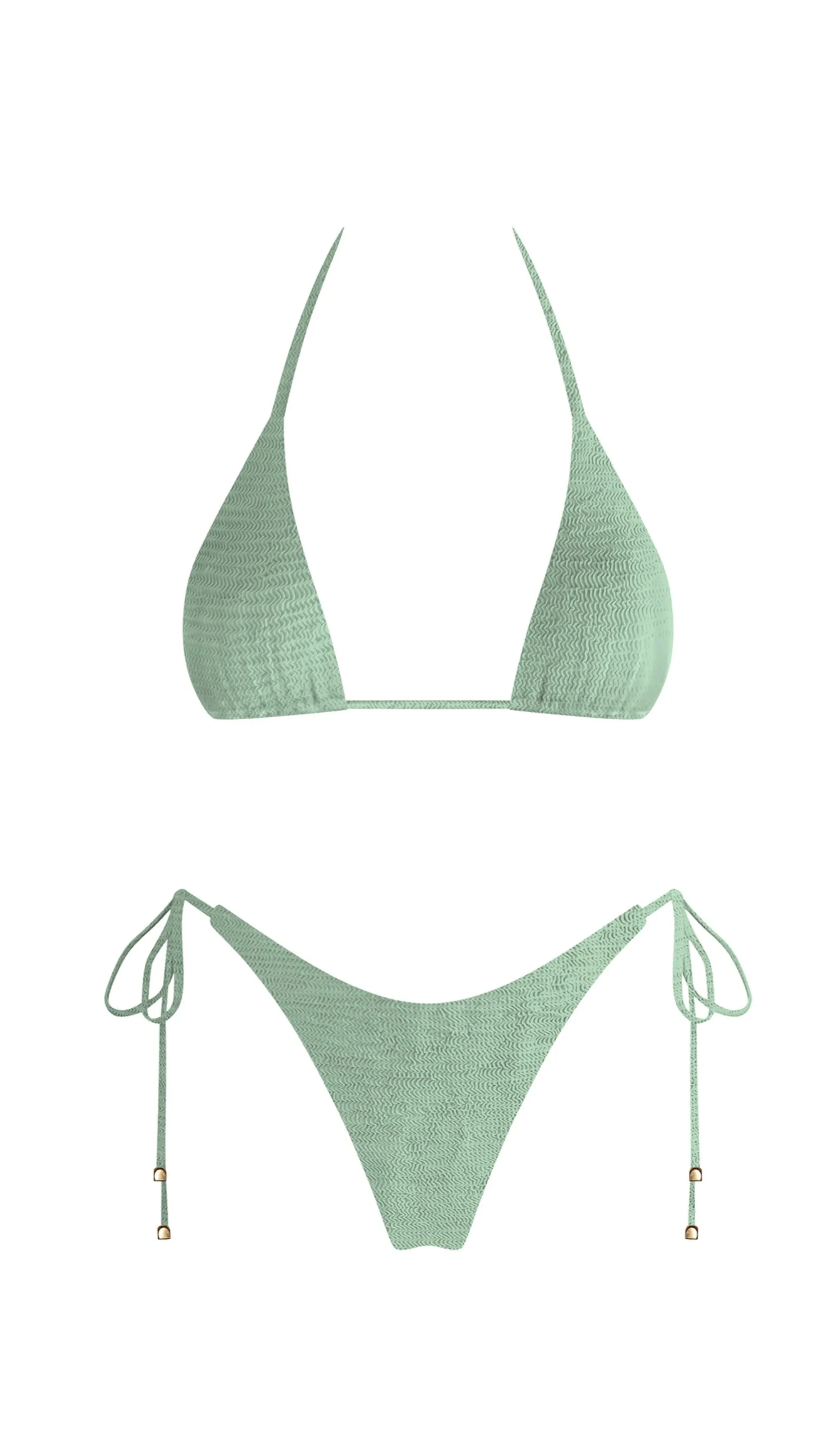 Ripple Tie Bikini Bottom Tea Green