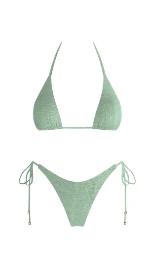 Ripple Tie Bikini Bottom Tea Green