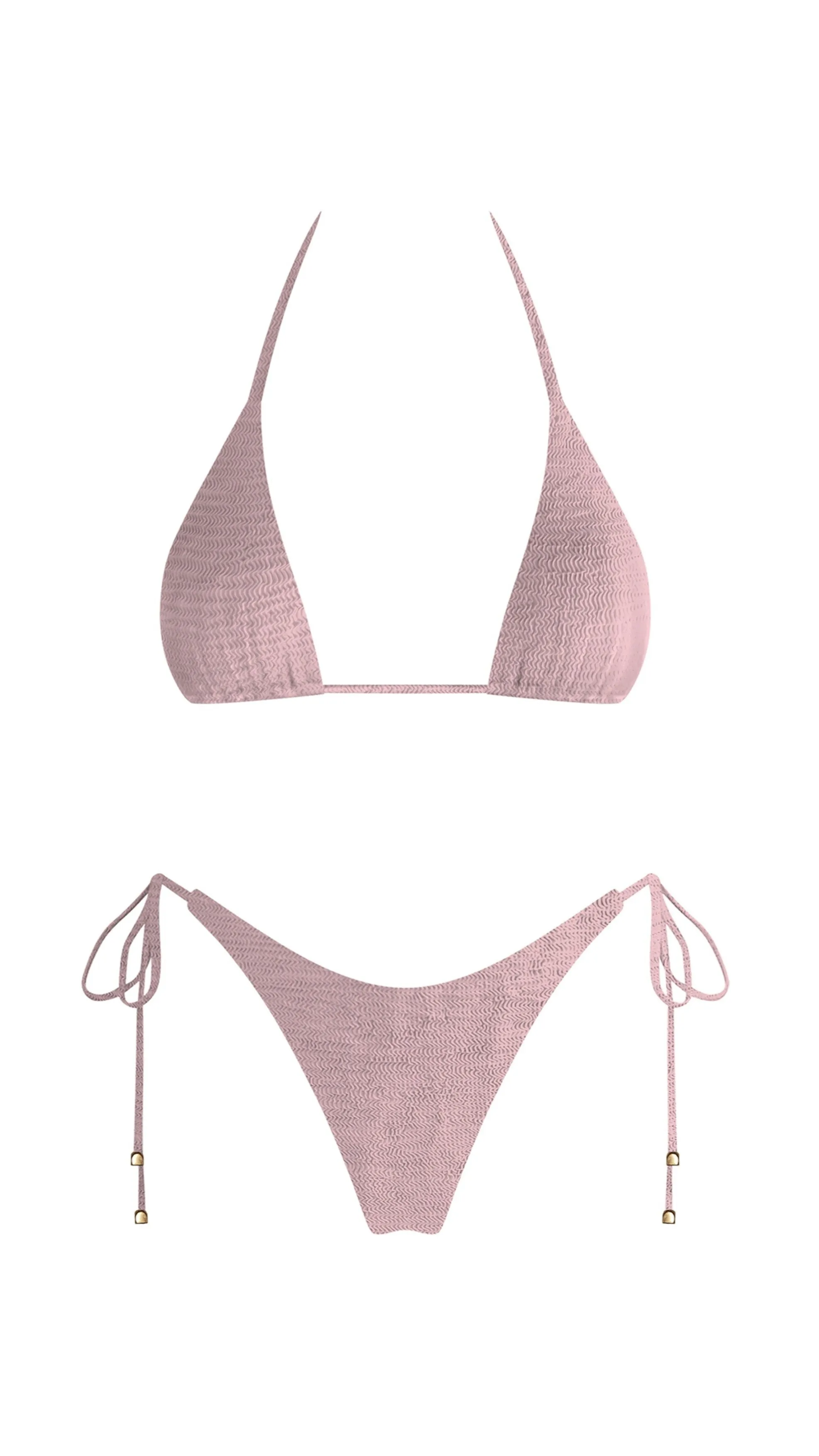 Ripple Triangle Bikini Top Ash Pink
