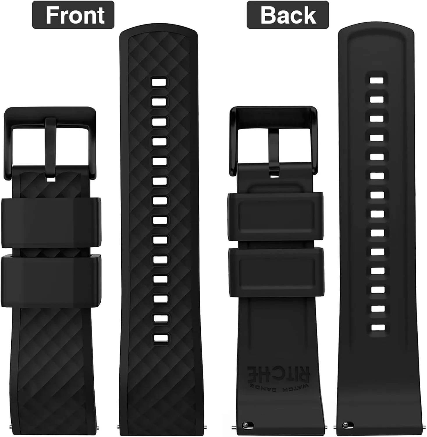Ritche Christmas Gift Silicone Watch Bands 18mm 20mm 22mm 24mm Quick Release Rubber Watch Bands for Men, White Elephant Gifts, Stocking Stuffers For Men