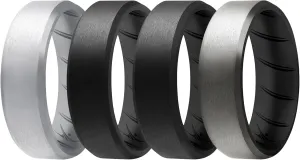 ROQ Men's Silicone Rings, Single Beveled Edge - Mens Silicone Wedding Band & Rubber Engagement Ring for Men - Breathable Comfort Fit Silicone Rings for Him