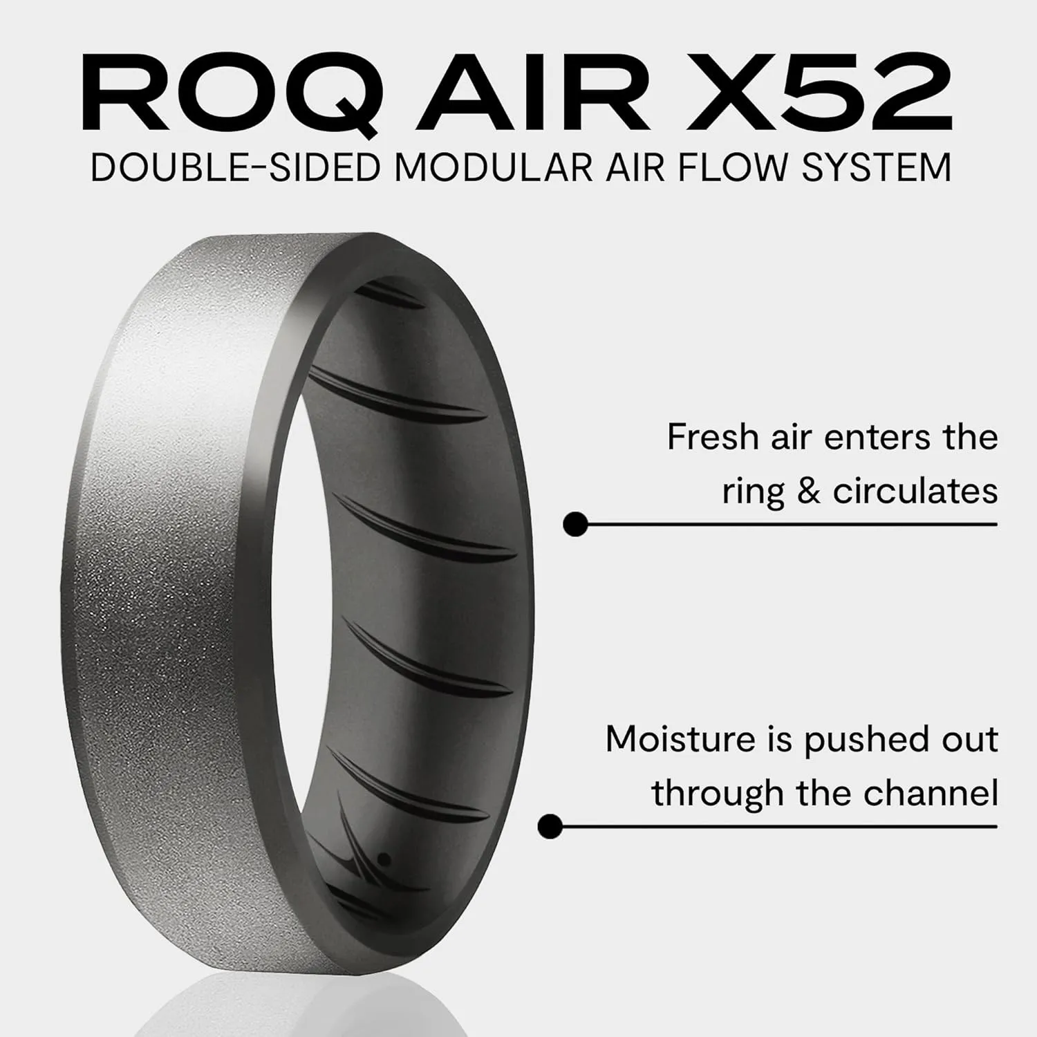 ROQ Men's Silicone Rings, Single Beveled Edge - Mens Silicone Wedding Band & Rubber Engagement Ring for Men - Breathable Comfort Fit Silicone Rings for Him