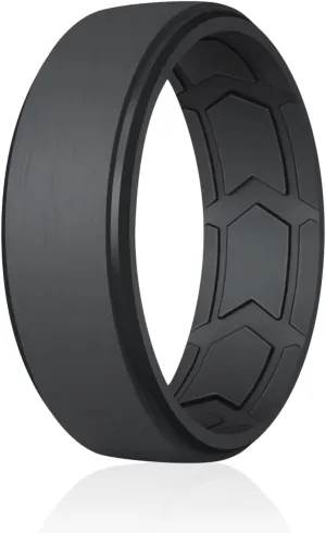 ROQ Silicone Rubber Wedding Ring for Men, Comfort Fit, Men's Wedding Band, Rubber Engagement Band, Enhanced Breathability, Step Brushed Top, Multi Packs, Multi Colors