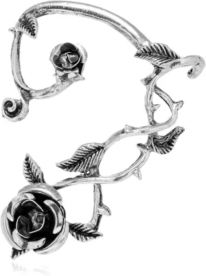 Rose Flower Ear Cuff for Women Gothic Cartilage Clip On Earrings Flower Climber Crawler Earrings Thorn Rattan Wrap Earrings Christmas Gifts