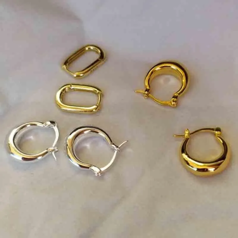 Round Stainless Steel Earrings for Women Gold Plated Hoop Earrings 2023 Trend Ear Rings Wedding Band Couple Jewelry aretes Mujer