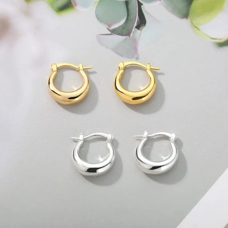 Round Stainless Steel Earrings for Women Gold Plated Hoop Earrings 2023 Trend Ear Rings Wedding Band Couple Jewelry aretes Mujer