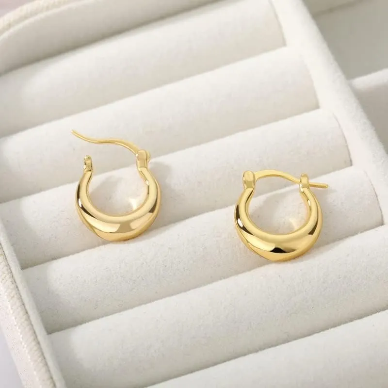 Round Stainless Steel Earrings for Women Gold Plated Hoop Earrings 2023 Trend Ear Rings Wedding Band Couple Jewelry aretes Mujer