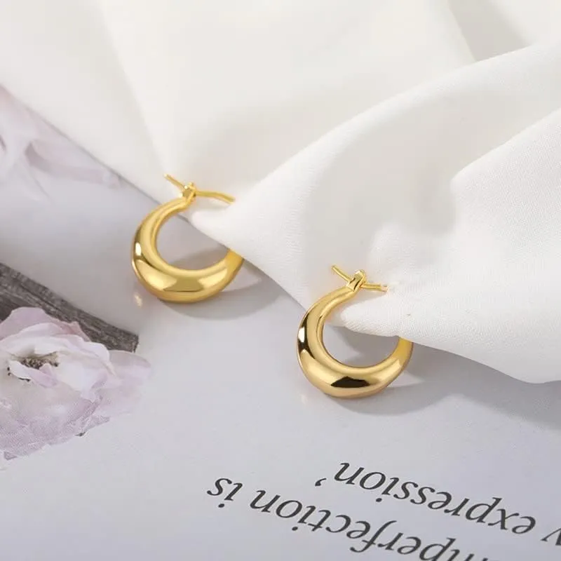 Round Stainless Steel Earrings for Women Gold Plated Hoop Earrings 2023 Trend Ear Rings Wedding Band Couple Jewelry aretes Mujer