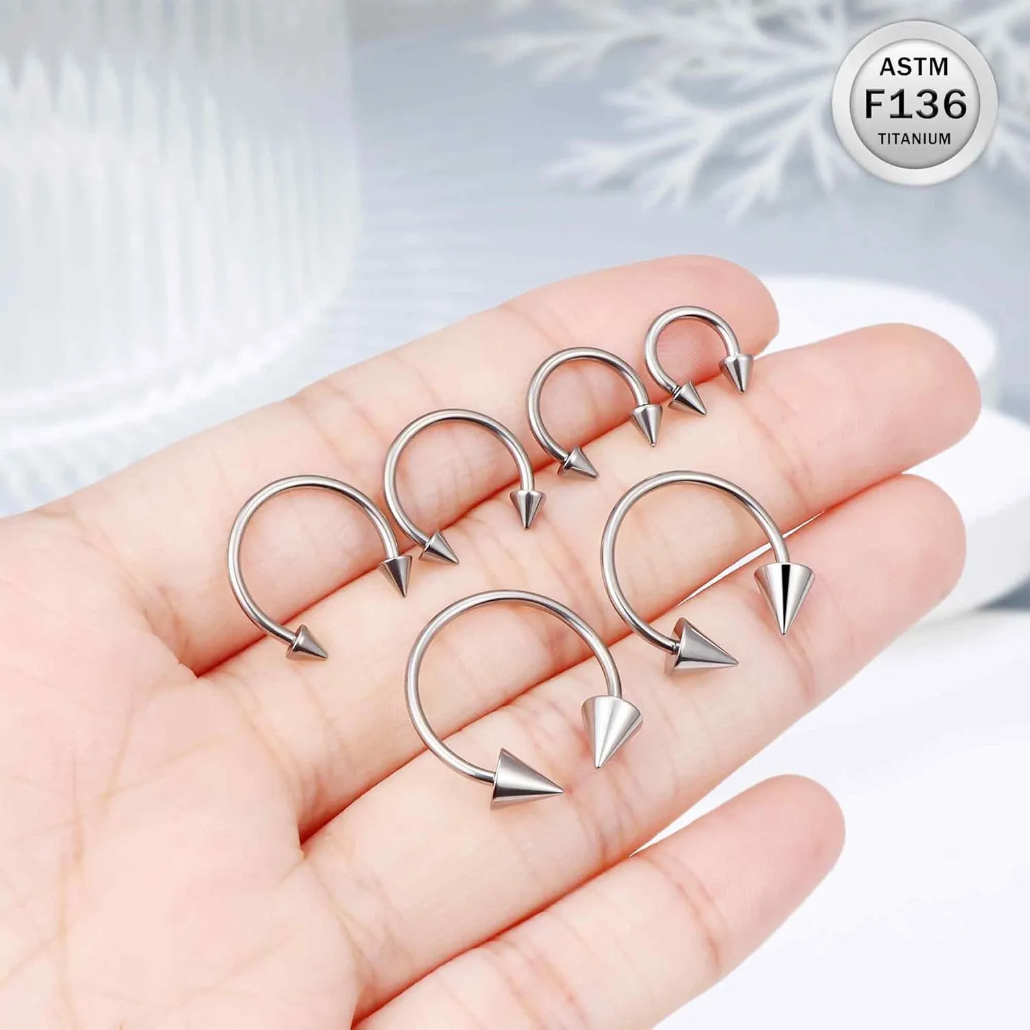 Ruifan 20G 18G 16G 14G 12G 8G 6G 4G 2G Horseshoe Nose Ring Titanium Septum Rings Piercing Jewelry Internally Threaded Gauges Cartilage Conch Helix Rook Lip Tragus Earring Hoop Eyebrow For Women Men