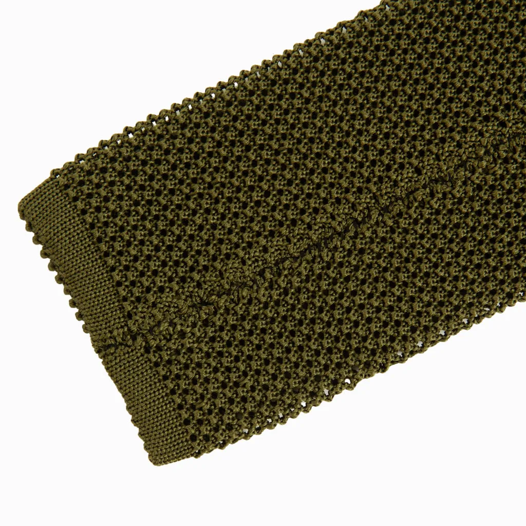 Sage Grenadine Knit Silk Tie