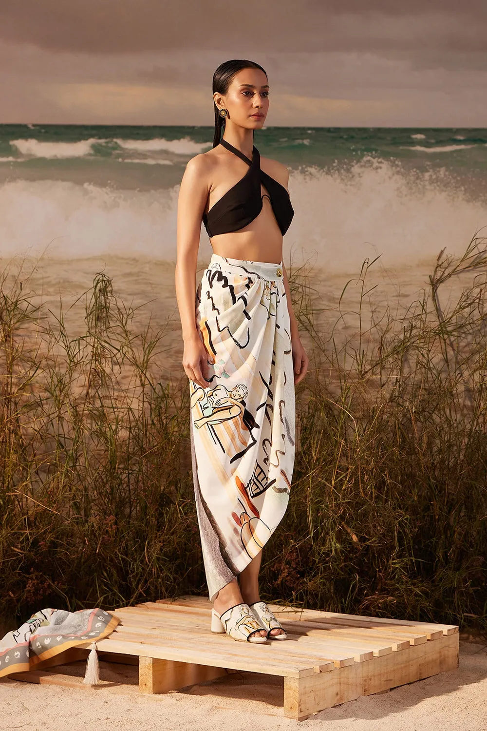 Saun Draped Asymmetrical Skirt