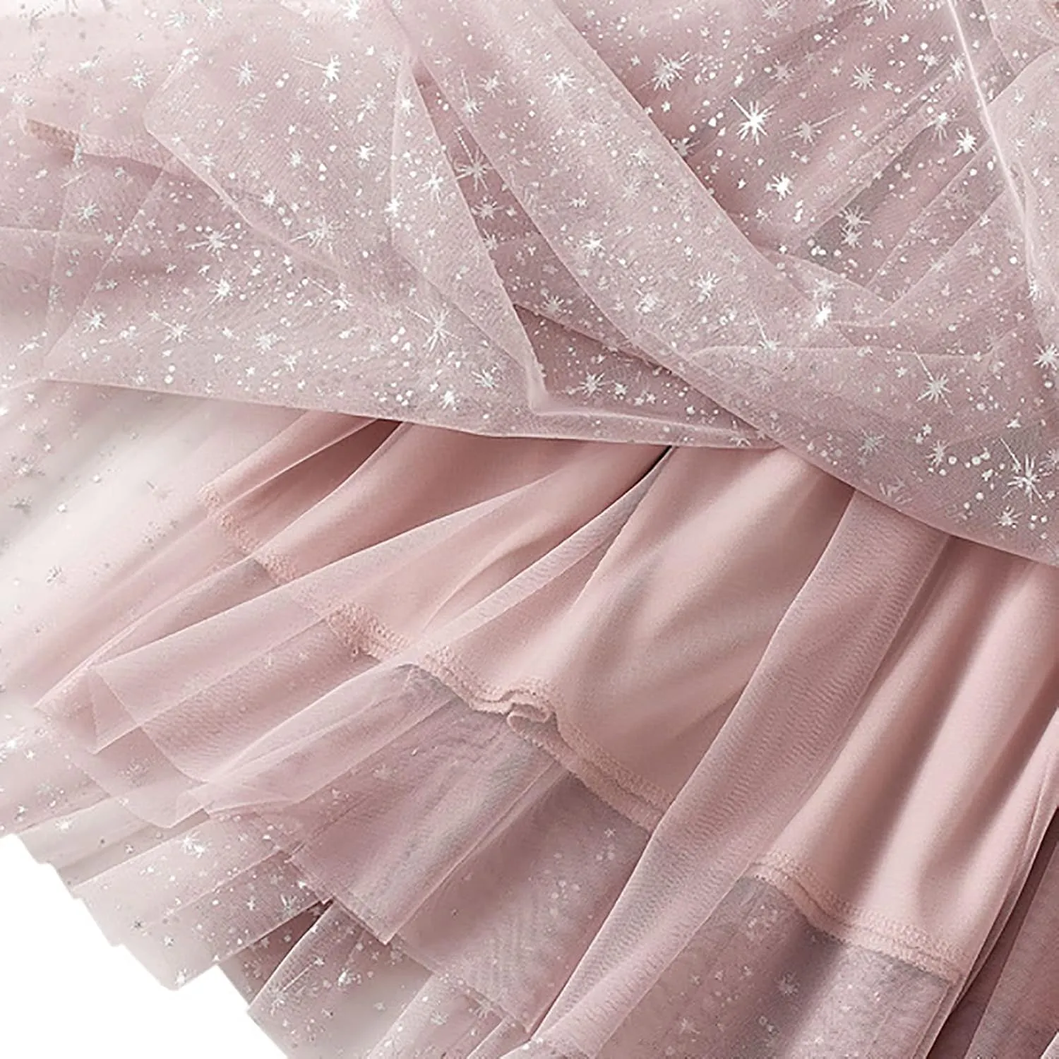 Sequin Tulle Skirts for Women Midi Long Fairy Skirt Tutu A-Line Skirt Mesh Layered Elastic Waist Sparkly Petticoat