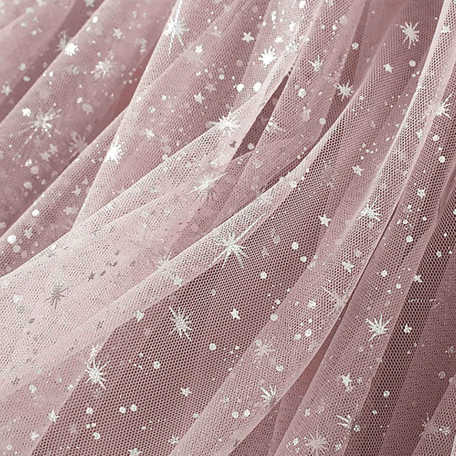 Sequin Tulle Skirts for Women Midi Long Fairy Skirt Tutu A-Line Skirt Mesh Layered Elastic Waist Sparkly Petticoat