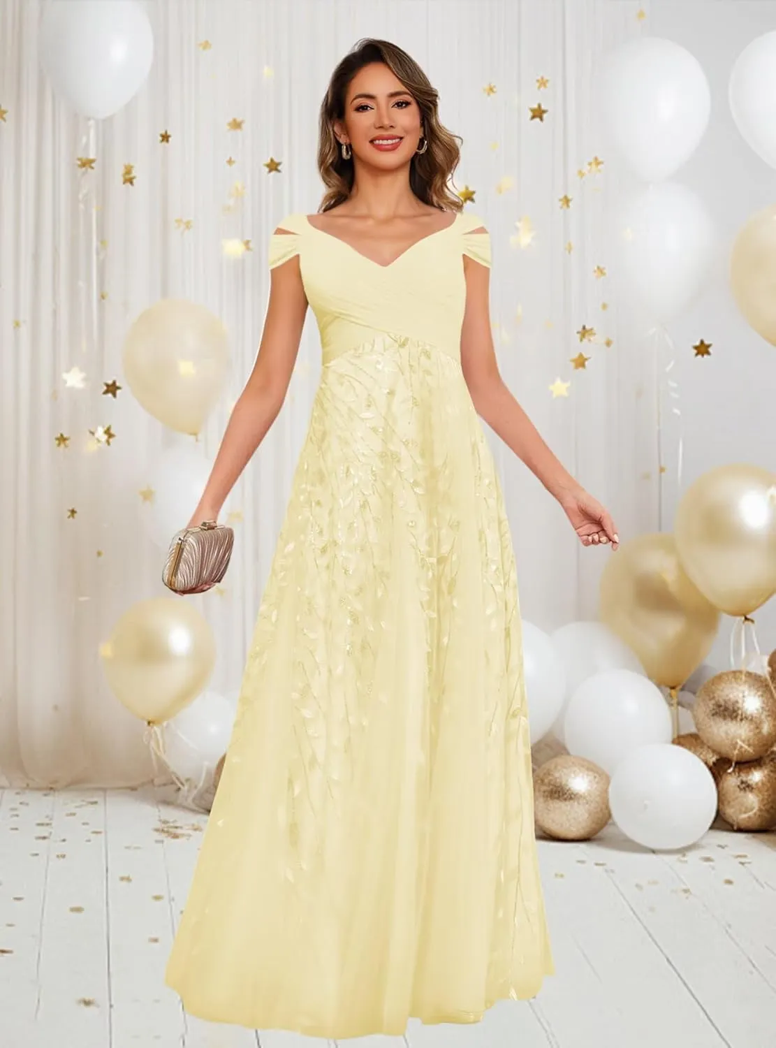 Short Sleeve Mother of The Bride Dresses for Wedding 2025 Women Sequin Sparkly Long Evening Dresses PU188