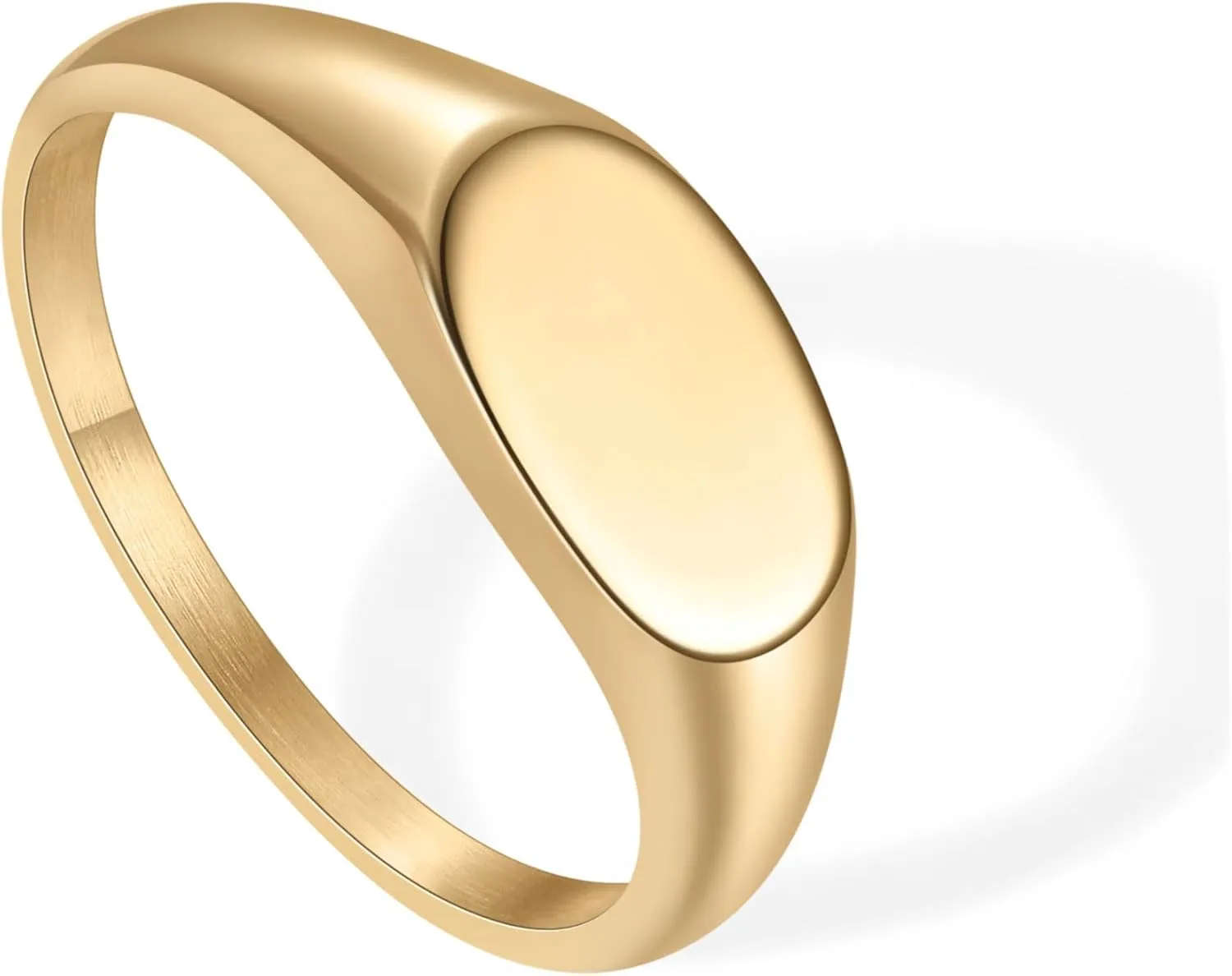 Signet Ring Bands for Women/Lightweight Stainless Steel Signet Ring Bands /14K Gold Plated Rose Gold Silver Chunky Signet Stackable Rings/Size 5-12
