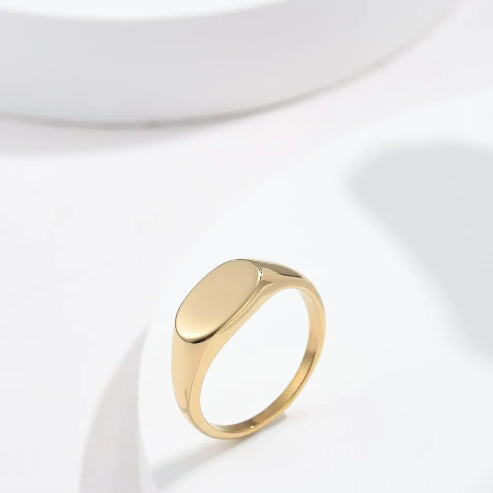 Signet Ring Bands for Women/Lightweight Stainless Steel Signet Ring Bands /14K Gold Plated Rose Gold Silver Chunky Signet Stackable Rings/Size 5-12