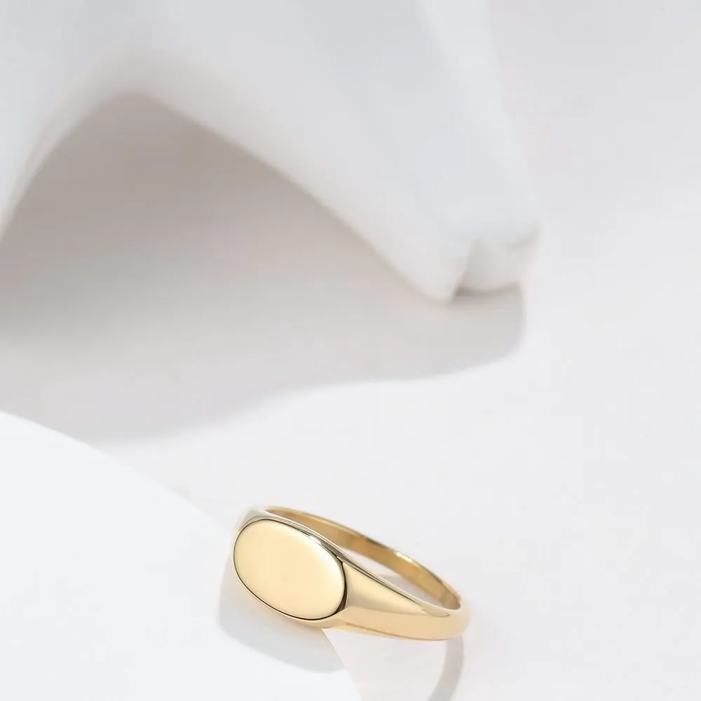 Signet Ring Bands for Women/Lightweight Stainless Steel Signet Ring Bands /14K Gold Plated Rose Gold Silver Chunky Signet Stackable Rings/Size 5-12