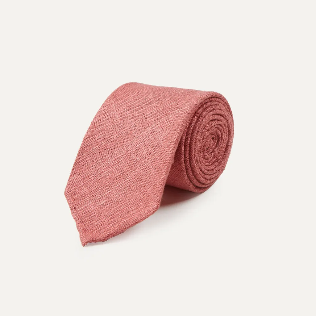 Silk Tussah Handrolled Tie; Salmon