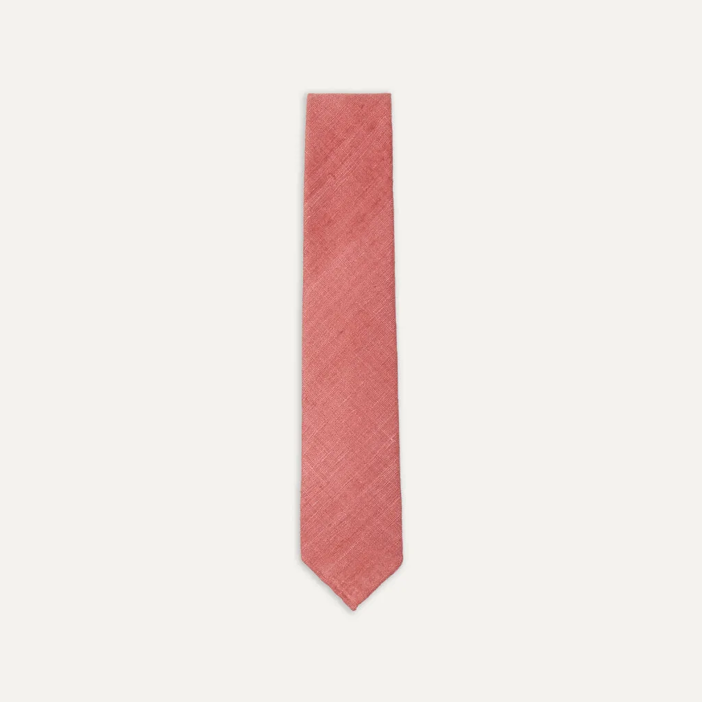 Silk Tussah Handrolled Tie; Salmon