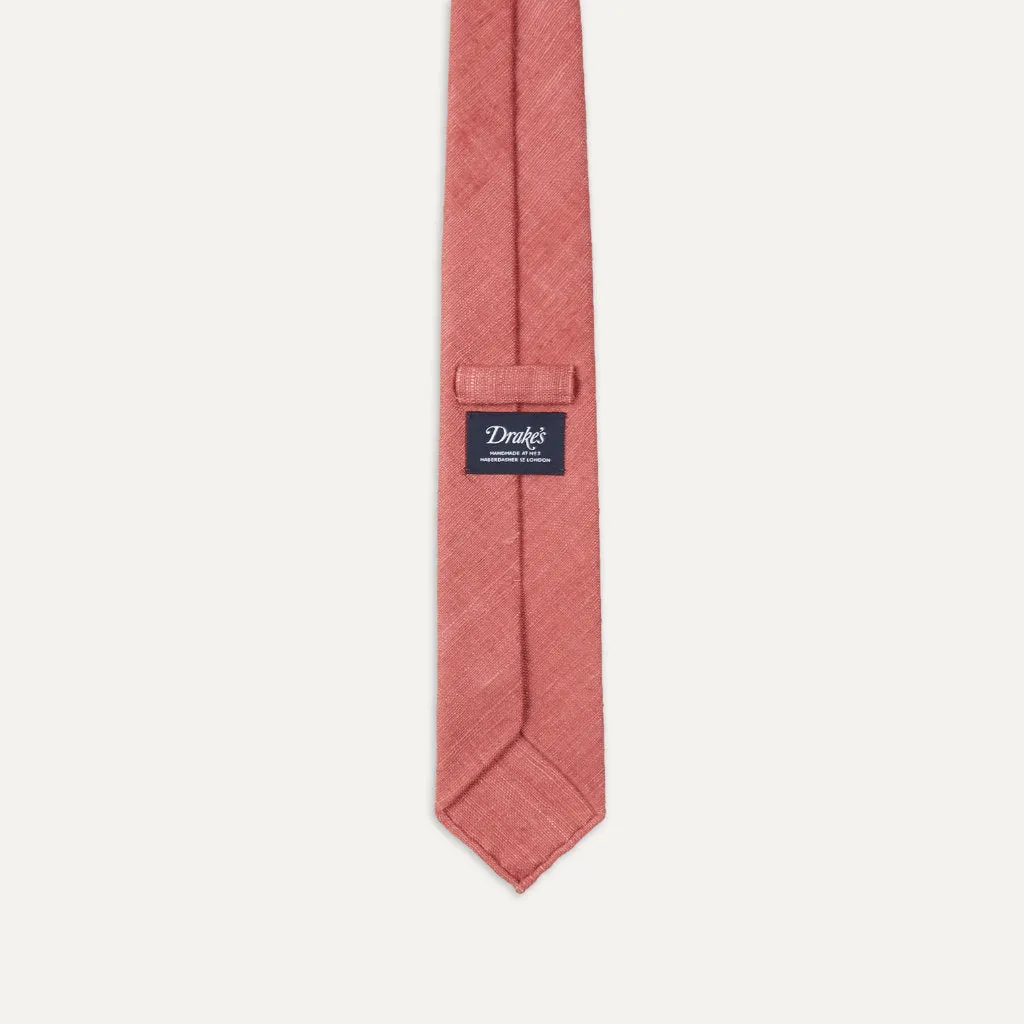 Silk Tussah Handrolled Tie; Salmon